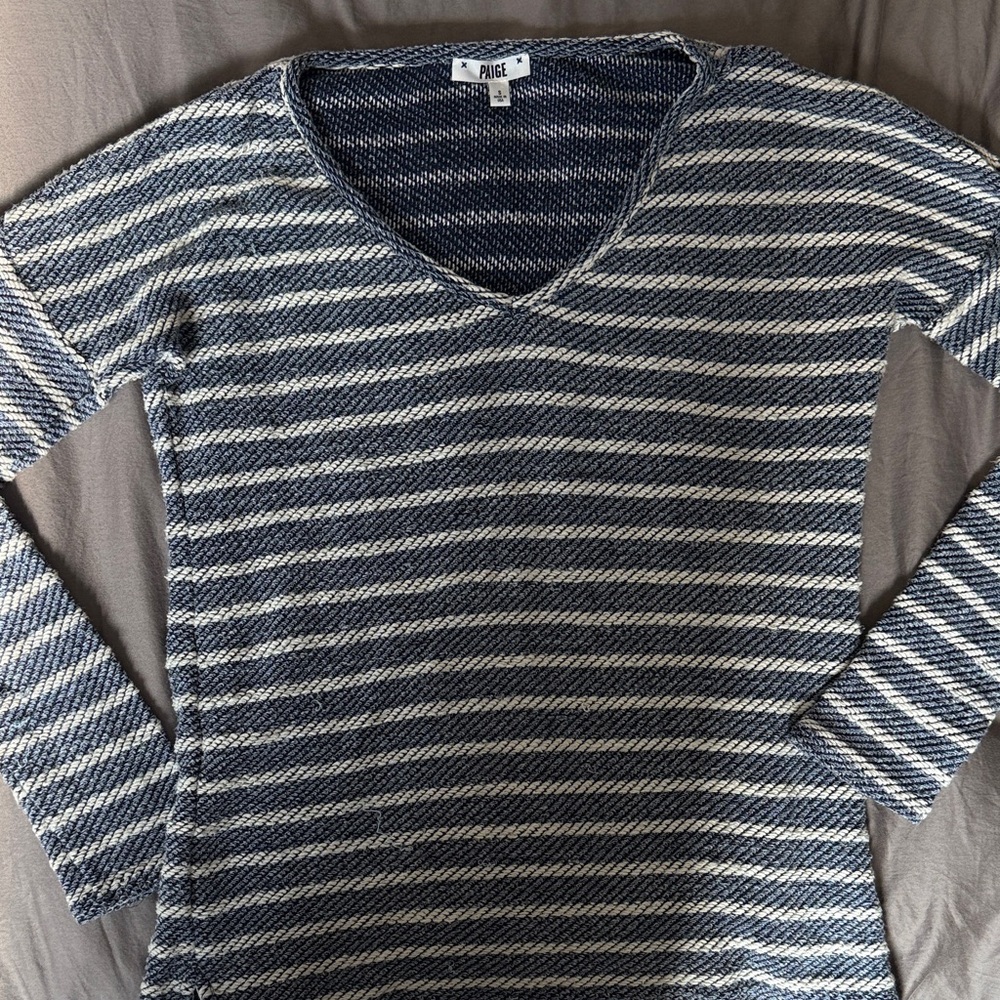PAIGE Blue and White Knit Top